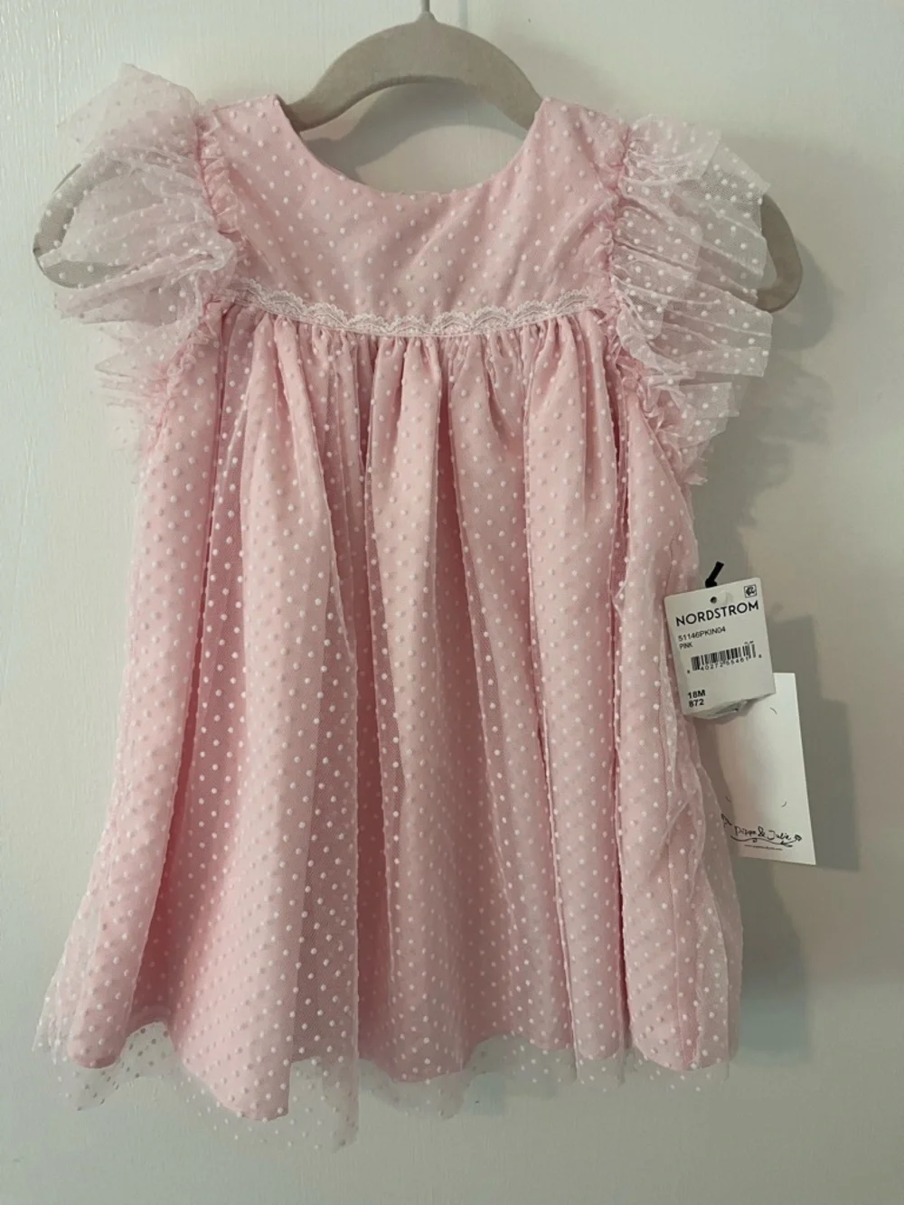 NWT Pippa & Julie Mesh Dot Float Dress Pink 18M